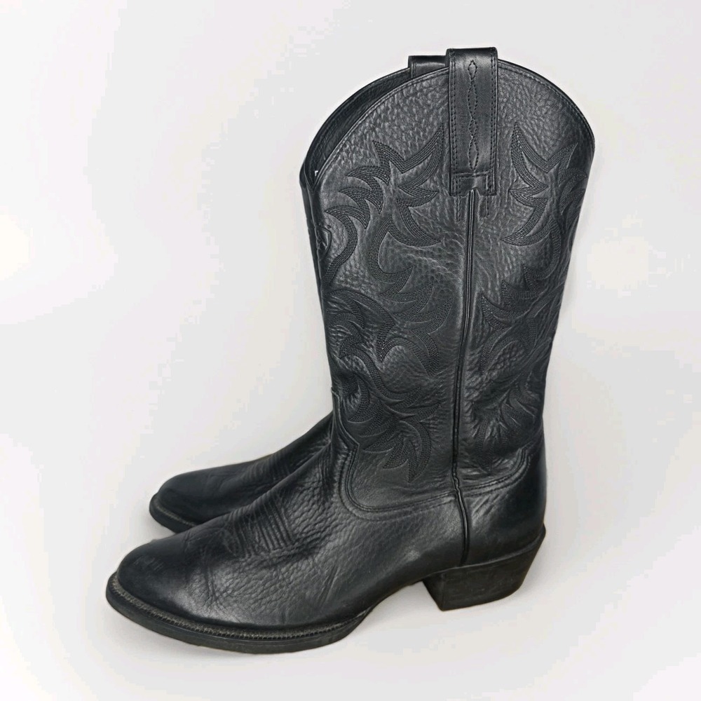 Ariat Heritage R Toe Western Cowboy Boots Black Leather Men's US 9.5 Ranch Wear
